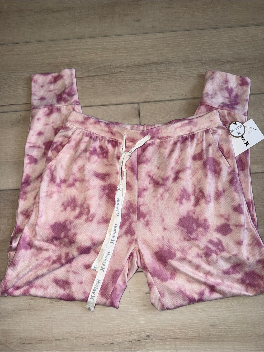 Hurley Pink & Purple Tie-Dye Joggers Pajama Pant Womens Small